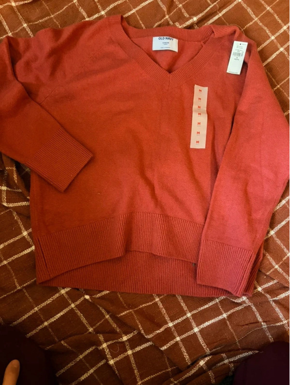 NWT orange v neck sweater